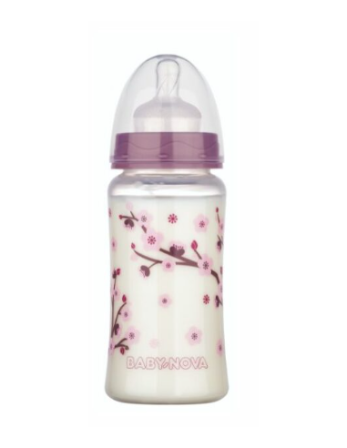 Biberon a col large rose 300ml- baby nova | cosmetique.tn
