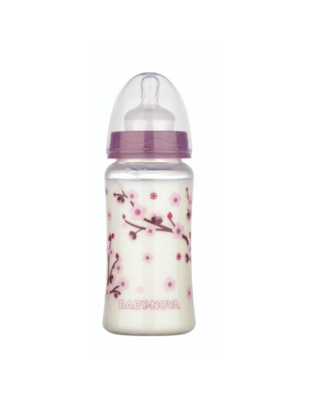Biberon a col large rose 300ml- baby nova | cosmetique.tn