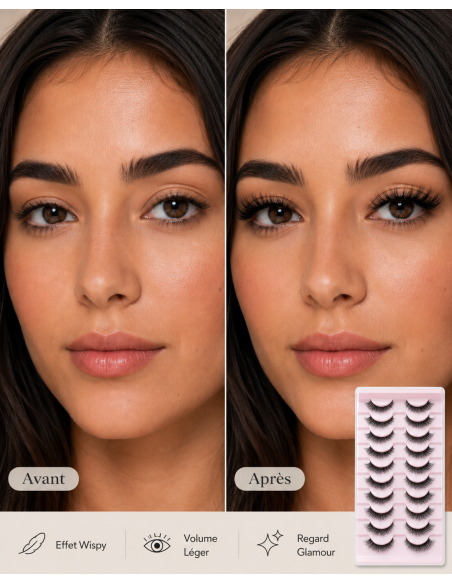 Faux Cils Wispy Glamour – 10 Paires | Cosmetique.tn