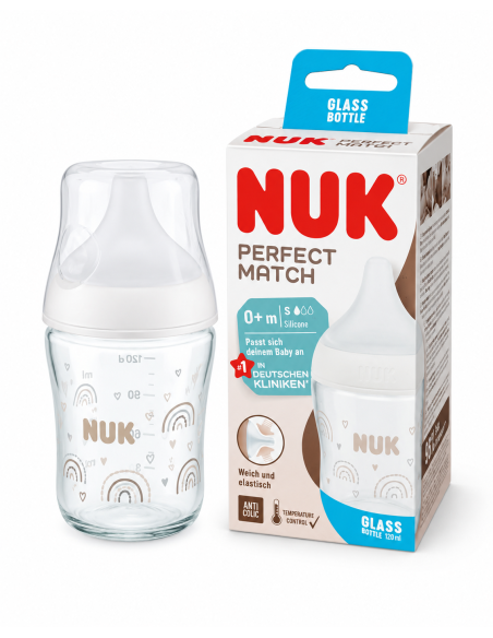 Nuk -Biberon en verre  Perfect Match  Blanc -120 ml