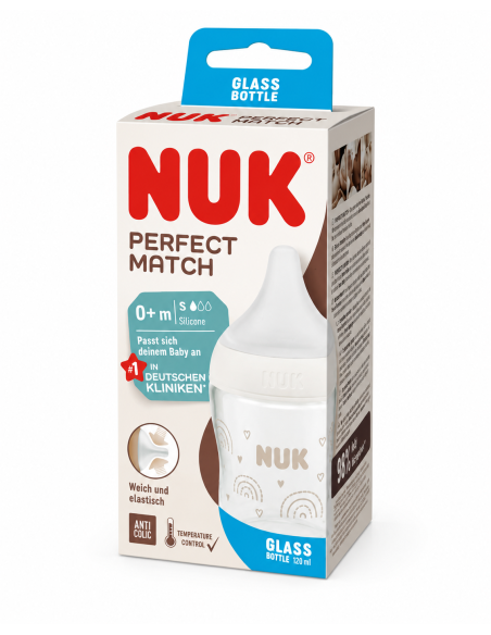 Nuk -Biberon en verre  Perfect Match  Blanc -120 ml