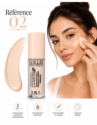 Lollis Cover Up 3 In 1 Concealer Contour Foundation 02