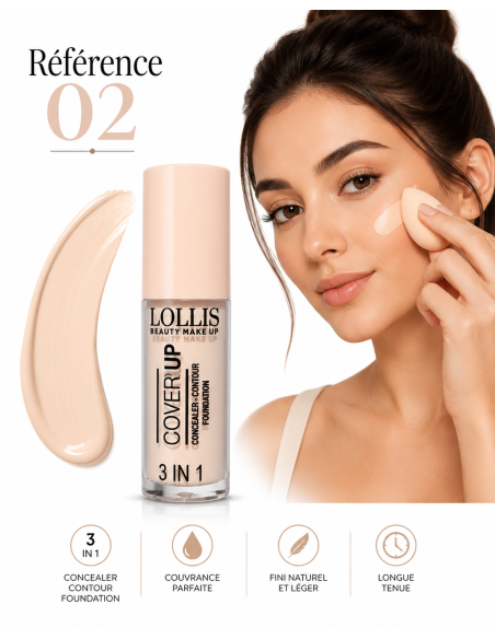 Lollis Cover Up 3 In 1 Concealer Contour Foundation 02