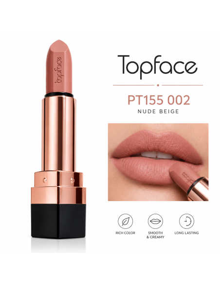 Topface Instyle Mat PT155 002 – Rouge à lèvres mat miel chaud nourrissant & éclat doré