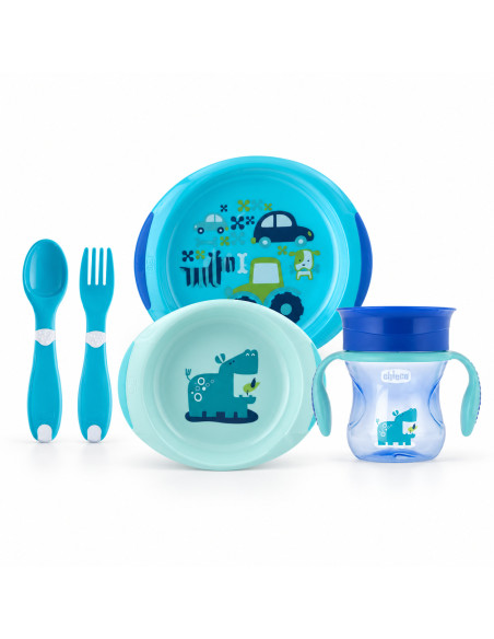 Chicco coffret repas bébé bleu — 12m+