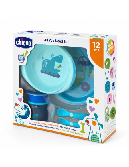 Chicco coffret repas bébé bleu — 12m+