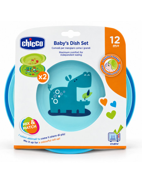 Chicco Ensemble Assiettes Plate Et Creuse Décorées Bébés 12+ Mois