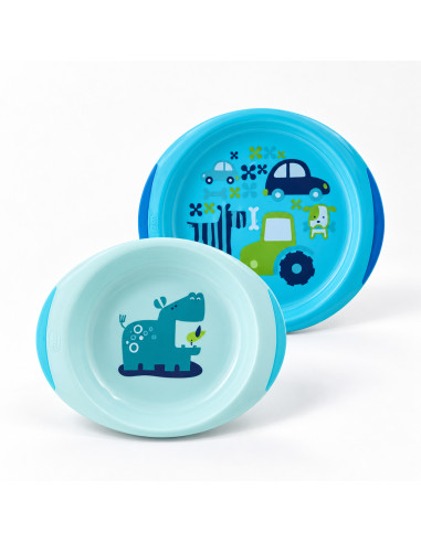 Chicco Ensemble Assiettes Plate Et Creuse Décorées Bébés 12+ Mois