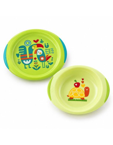 Ensemble assiettes bébé plate et creuse décorées