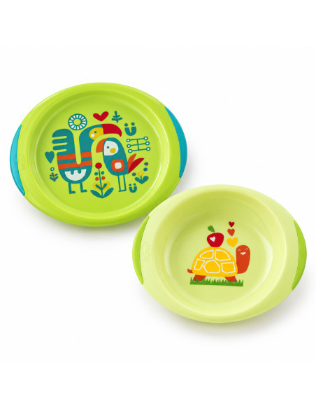 Ensemble assiettes bébé plate et creuse décorées