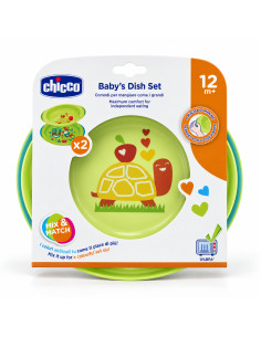 Chicco Ensemble Assiettes Plate Et Creuse Décorées Bébés 12+ Mois Vert
