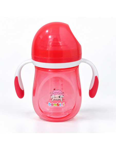 Bambini Biberon en PP à col large avec anses 180 ml rose + 2 tétines