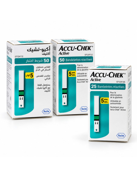 Coffret 100 bandelette réactives + 25 bandelette gratuits -accu-chek