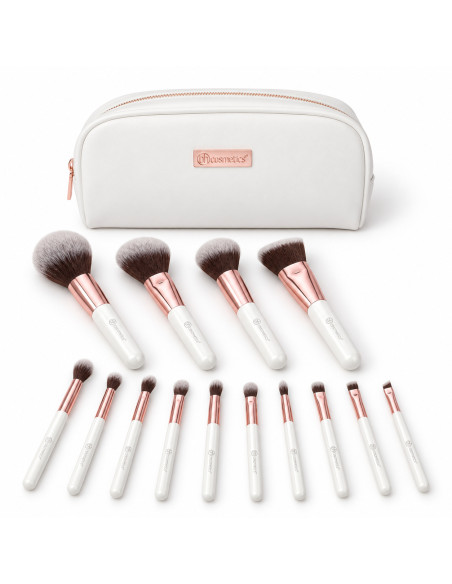 Trousse 14 pinceaux maquillage blanc- bh cosmetics