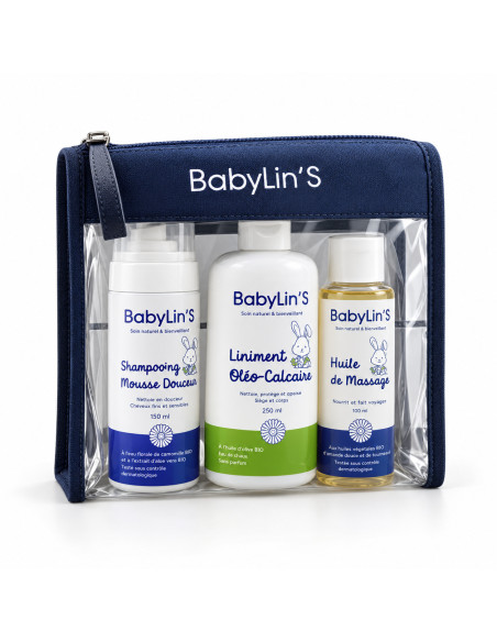 BabyLin'S Trousse bleu marine — shampooing, liniment et huile