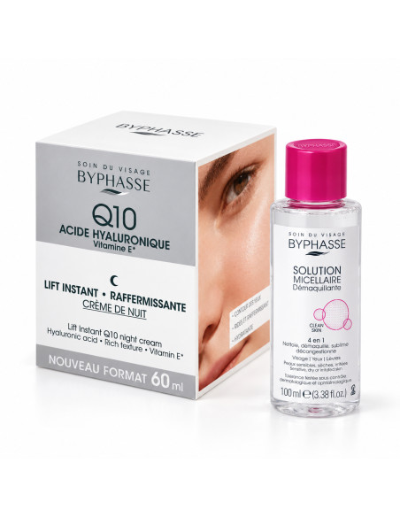 Byphasse Lift Instant Q10 Crème de nuit 60 ml + Solution Micellaire Démaquillante 100 ml (OFFERT)
