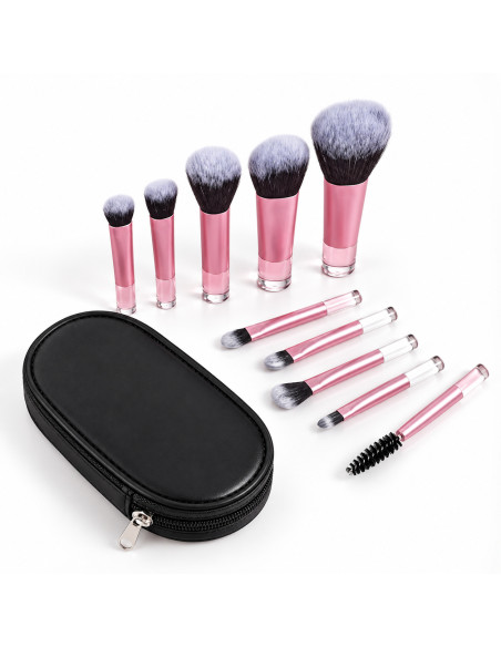 Kit de 10 mini pinceaux de maquillage avec pochette
