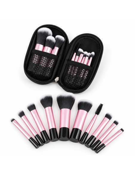 Kit de 10 mini pinceaux de maquillage avec pochette