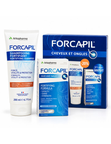 Pack forcapil programme intensive cheveux et ongles + shampooing fortifiant -arkopharma