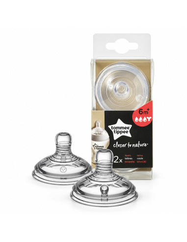 2 tétines Closer to Nature pour préparations épaisses 6 mois et + — Tommee Tippee