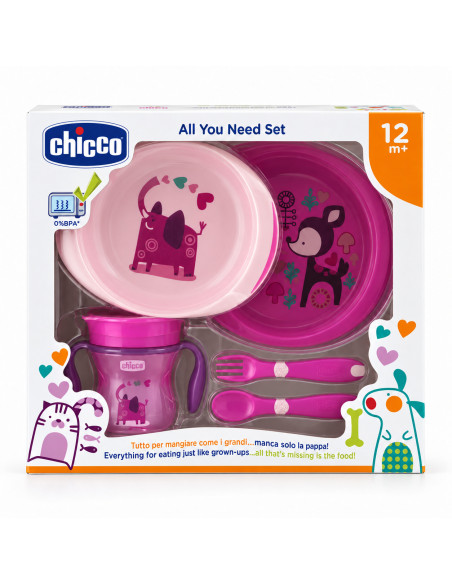 Chicco coffret repas bébé rose — 12m+