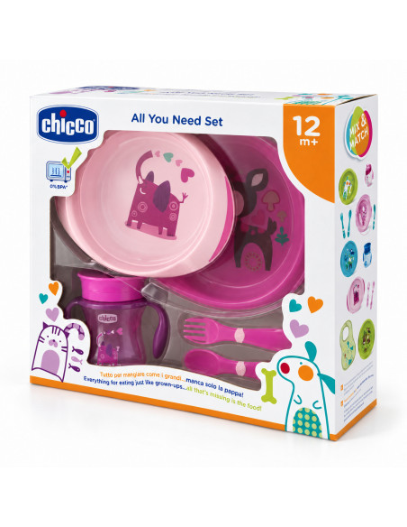 Chicco coffret repas bébé rose — 12m+