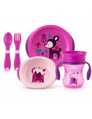 Chicco coffret repas bébé rose — 12m+