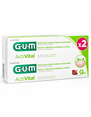 GUM ActiVital Q10 – Gel dentifrice, lot de 2 × 75 ml