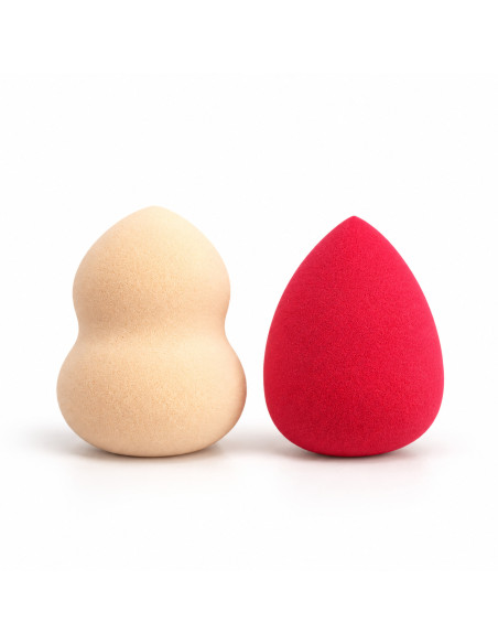 Éponges de maquillage anticernes, lot de 2, rouge et beige