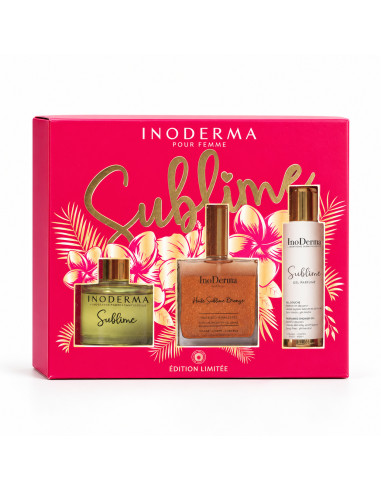 InoDerma Sublime Coffret Huile Gold 100 ml, Gel Douche 100 ml et Diffuseur