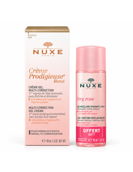 Crème Prodigieuse Boost Crème Gel Multi-Correction + Very Rose Eau Micellaire Apaisante 3en1 Offerte - Nuxe