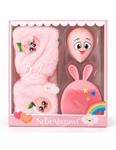 Noor Alazawi coffret bandeau, éponge et pad nettoyant – rose clair