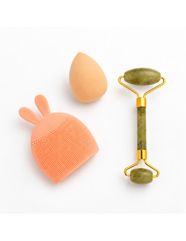 Noor Alazawi coffret brosse, éponge et rouleau – saumon