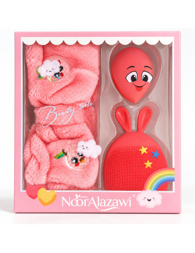 Noor Alazawi coffret bandeau, éponge et pad nettoyant – rouge