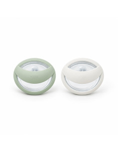Lot de 2 sucettes NUK MommyFeel en silicone 0–9 mois — vert et blanc