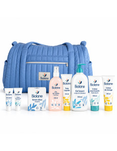 Biolane Coffret Sac Maman matelassé bleu avec soins bébé