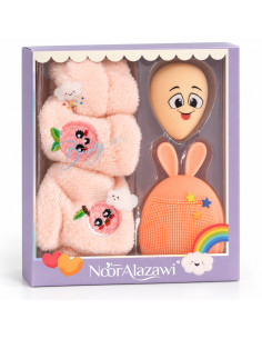 Noor Alazawi coffret bandeau, éponge et pad nettoyant – saumon