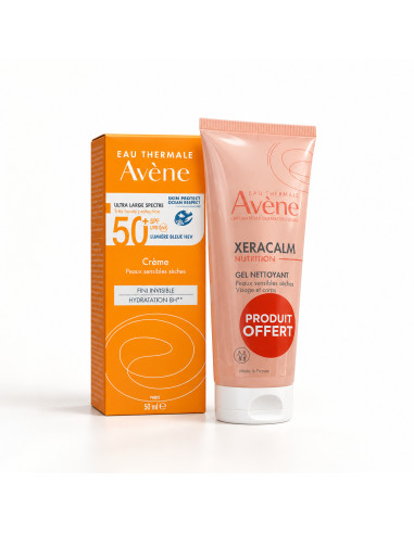 Avène Crème solaire SPF50+ 50 ml + XeraCalm Gel 100 ml offert