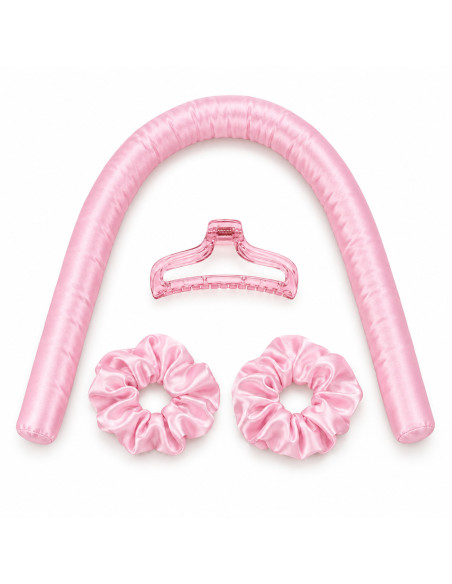 Kit boucles sans chaleur rose — bandeau satiné