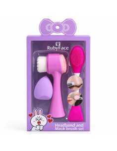 Ruby Face Coffret 2 brosses visage et éponge mauve