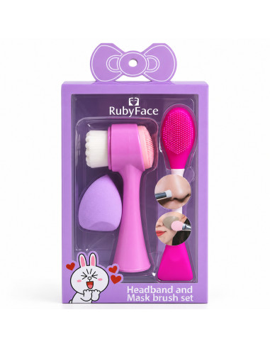 Ruby Face Coffret 2 brosses visage et éponge mauve