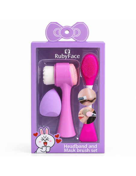 Ruby Face Coffret 2 brosses visage et éponge mauve