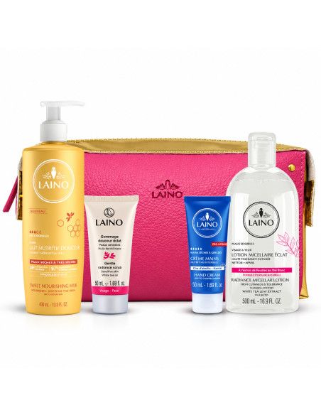 Trousse soins micellaire, miel, gommage et mains – Laino