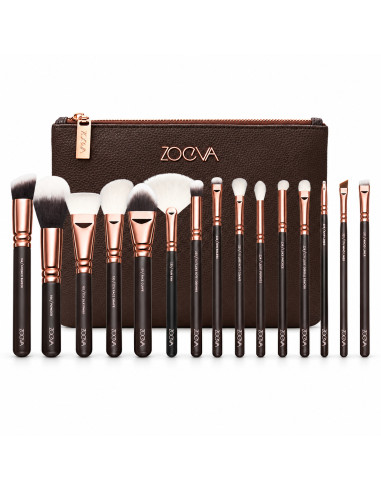 Zoeva Kit de 15 pinceaux avec trousse marron