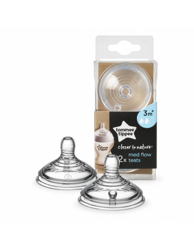 2 tétines Closer to Nature à débit moyen 3 mois et + — Tommee Tippee
