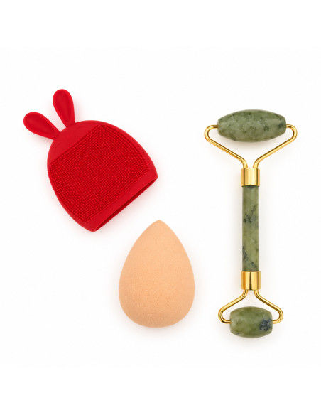 Noor Alazawi coffret brosse, éponge et rouleau – rouge