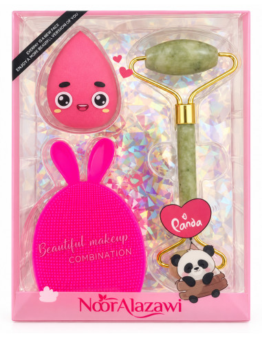 Noor Alazawi coffret brosse, éponge et rouleau – rose