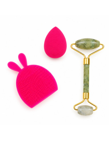 Noor Alazawi coffret brosse, éponge et rouleau – rose