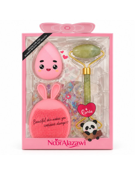 Noor Alazawi coffret brosse, éponge et rouleau – rose clair
