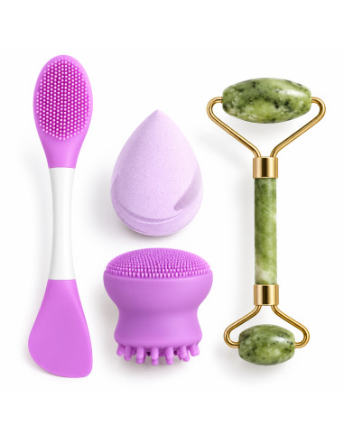 Sweet Beauty – Coffret brosse, éponge et rouleau violet